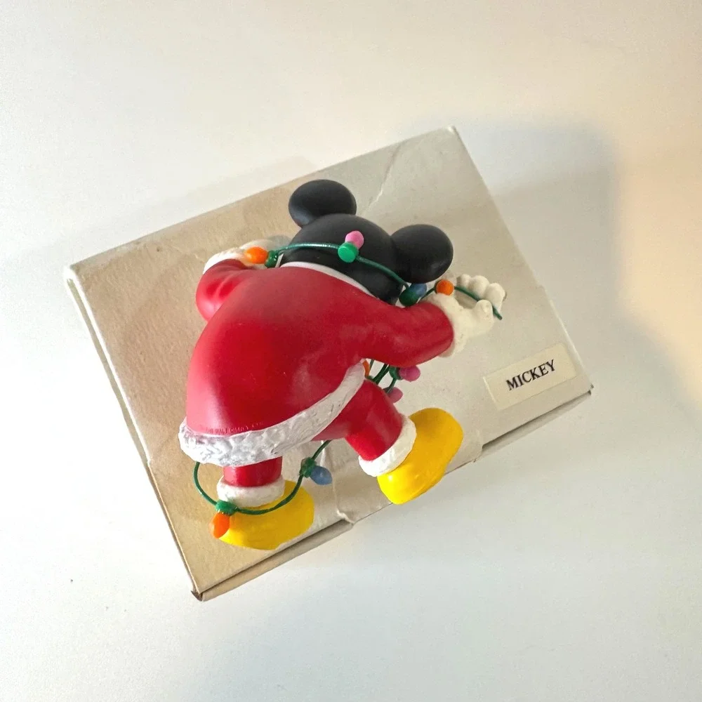 Disney Mickey Mouse Santa Christmas Ornament Tangled in Lights Vintage Holiday
